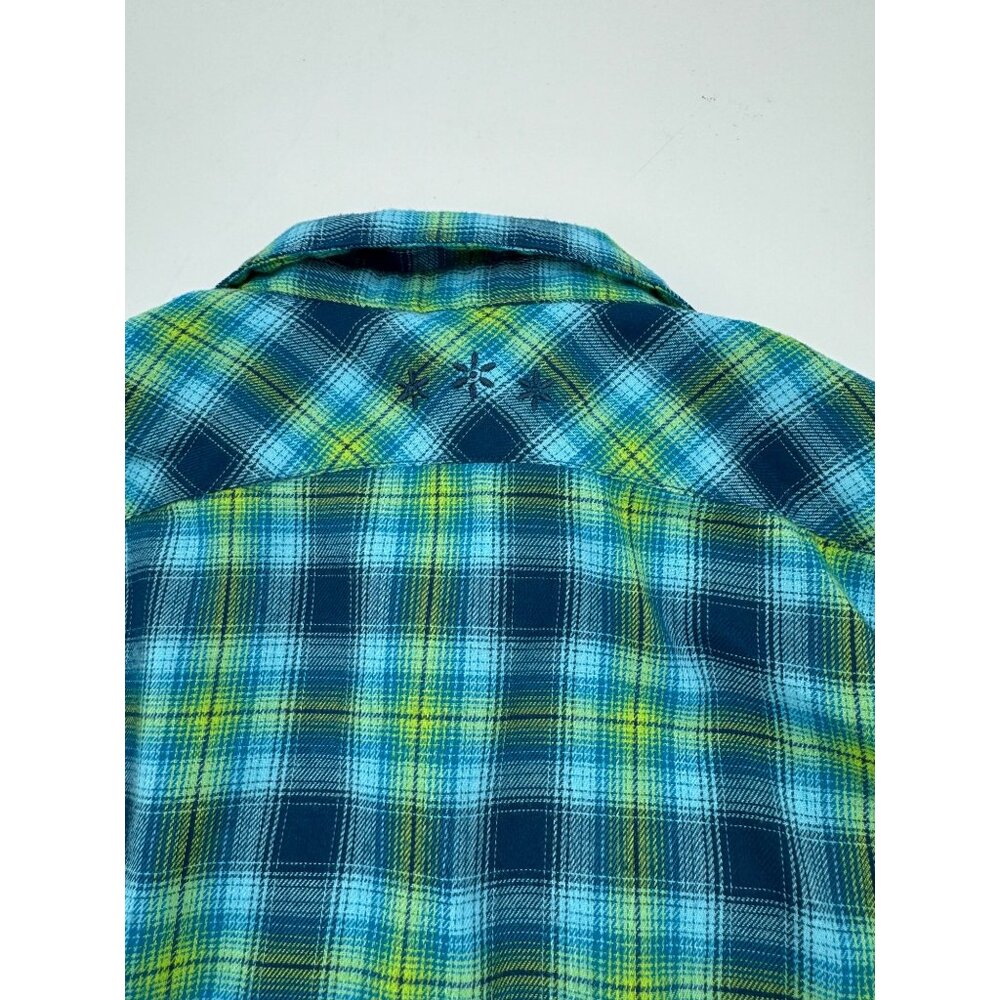 Marmot Kids XS Plaid Button-Down Shirt Blue & Green Cotton/Polyester Long Sleeve - Picture 7 of 10